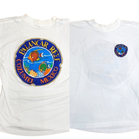 Vintage Other - Vintage 90s Palancar Reef Cozumel Mexico‎ White Thin Single Stitch Medium